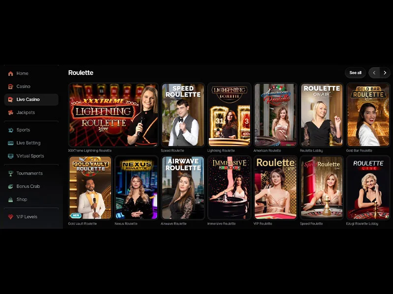 Popular casino games at Revolution Casino